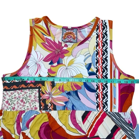 Johnny Was Rachel May Easy Fit Tank Dress XL Mixed Print Patchwork Midi Length - Picture 11 of 16